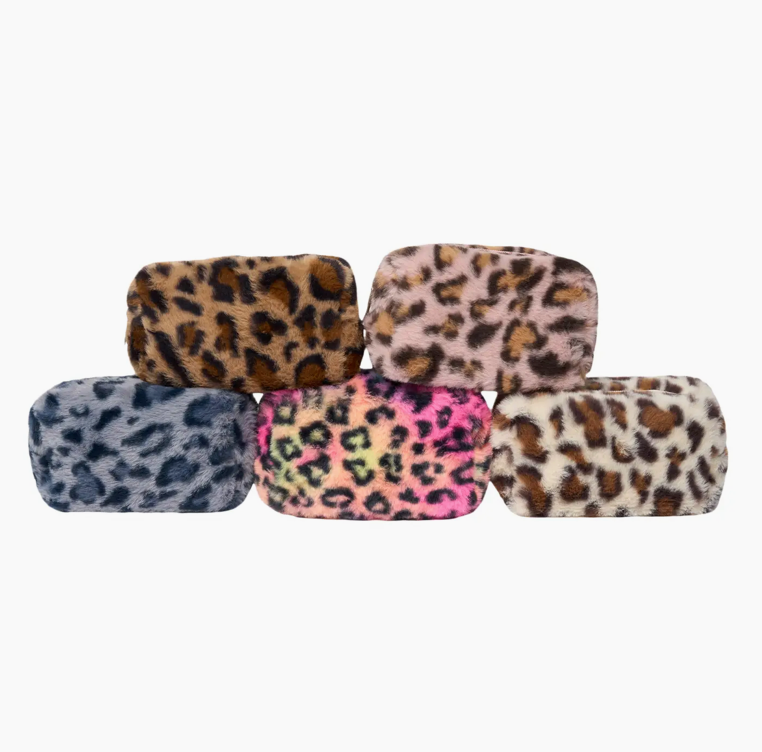 Fuzzy Leopard Cosmetic/toiletry bag