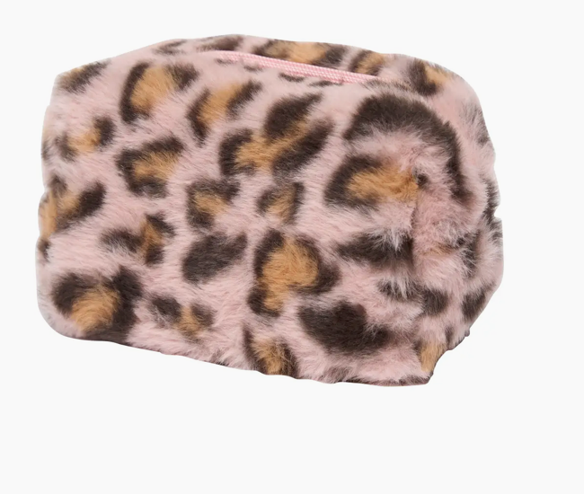 Fuzzy Leopard Cosmetic/toiletry bag
