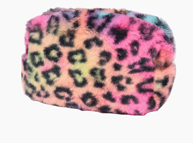 Fuzzy Leopard Cosmetic/toiletry bag