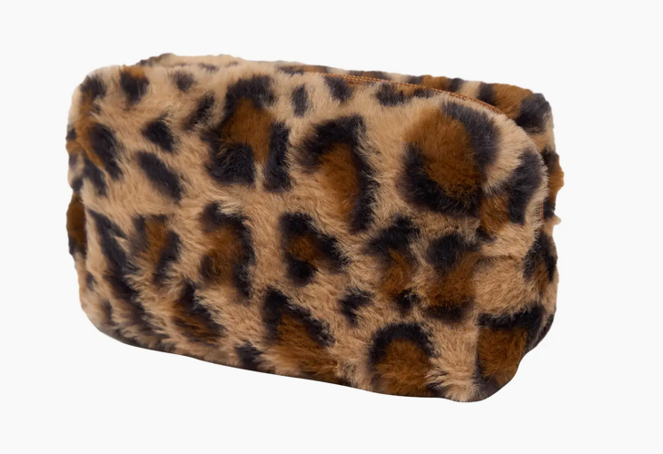 Fuzzy Leopard Cosmetic/toiletry bag
